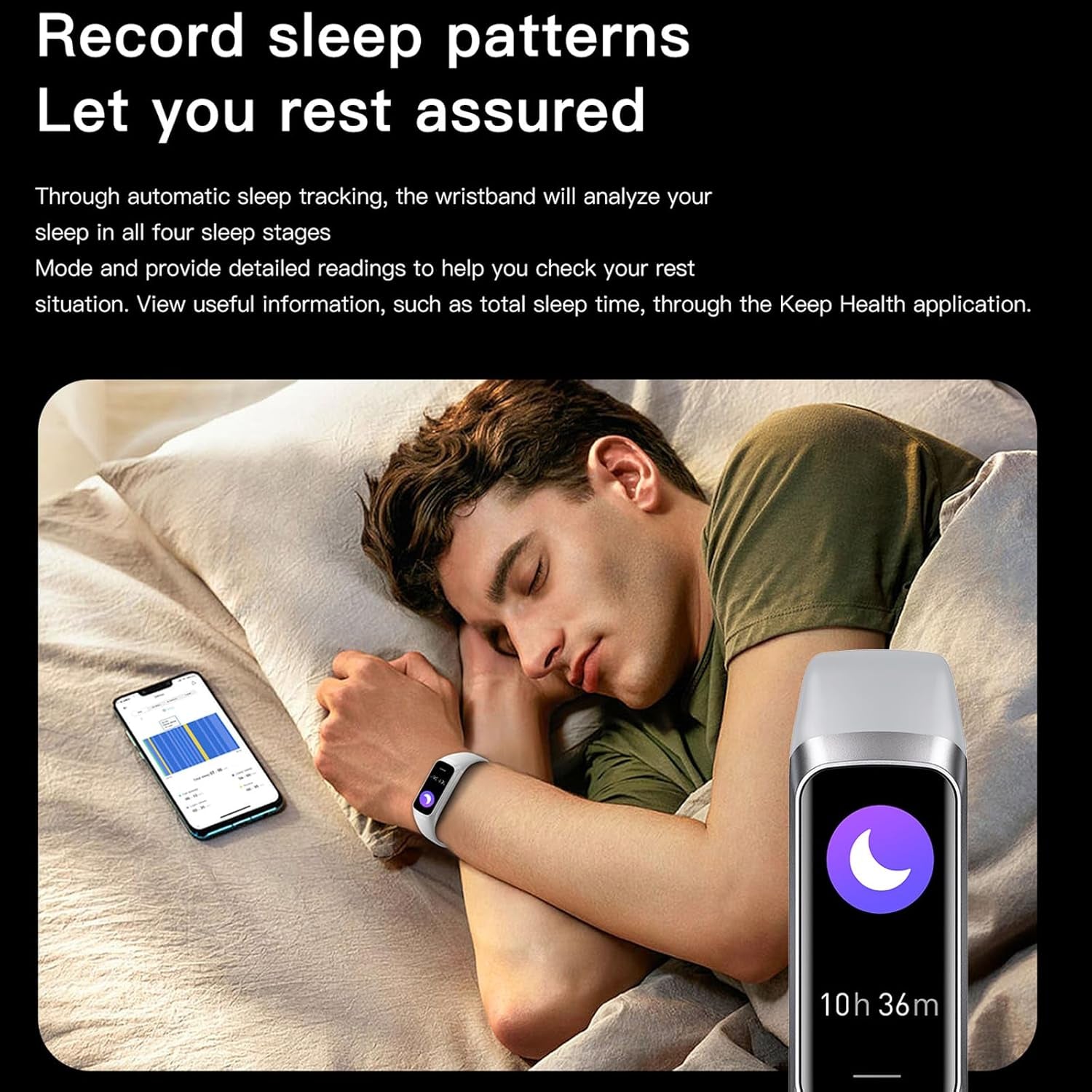 Keep Health Fitness Trackers for Women Men Amoled Step Counter Slim Thin Fitness Tracker with Heart Rate Blood Pressure Monitor Alarm Stopwatch Timer Calories Burned IP68 Step Tracker Watch